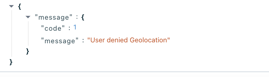 Geolocation API error example