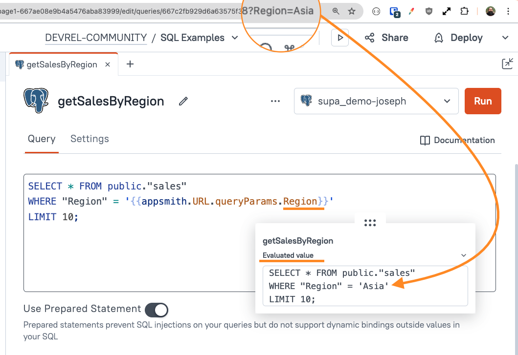 passing url params