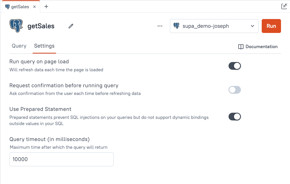 query settings