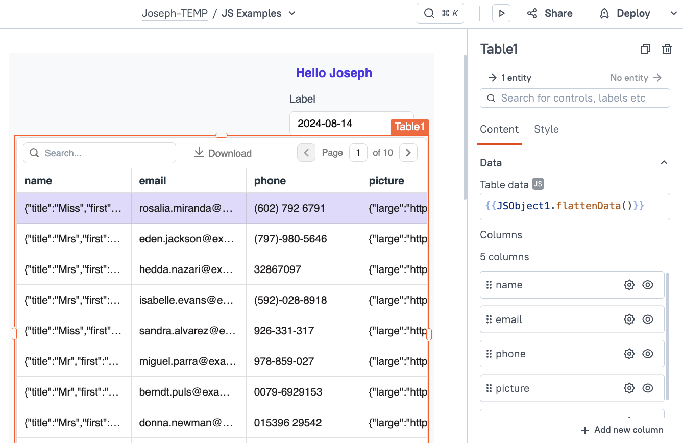 js binding