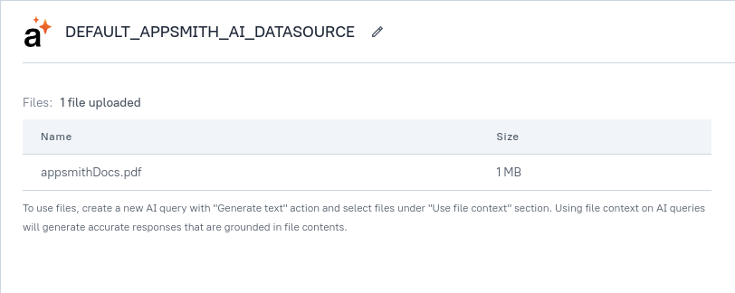 appsmith datasource with file