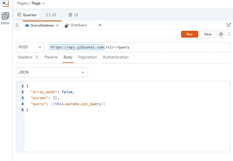 Create a GibsonAI Query API request