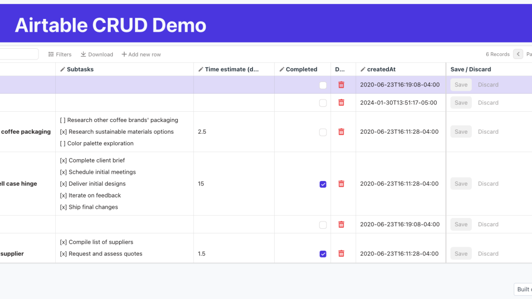 Airtable CRUD Starter App