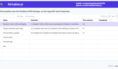 Airtable-Js NPM Package Demo cover image