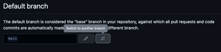 Default branch section