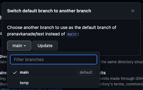 Switch default branch