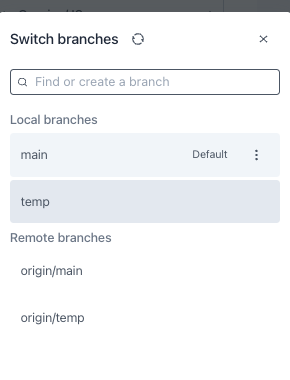 Current Default Branch