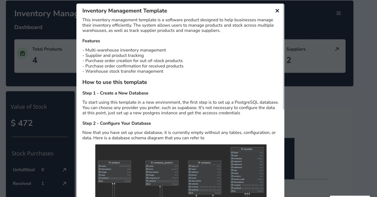 setting up get started guide for using template datasource