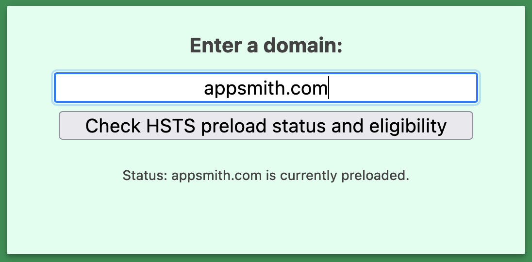 Appsmith Chrome HTTP Strict Transport Security