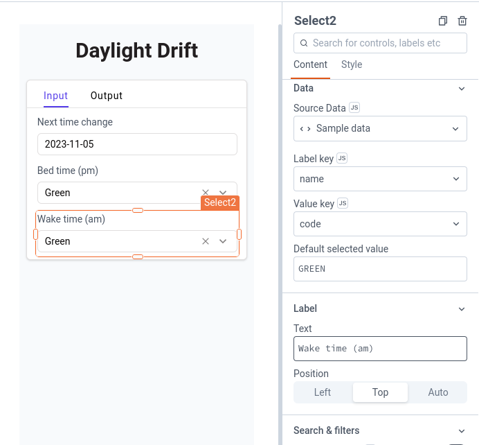 Daylight drift input