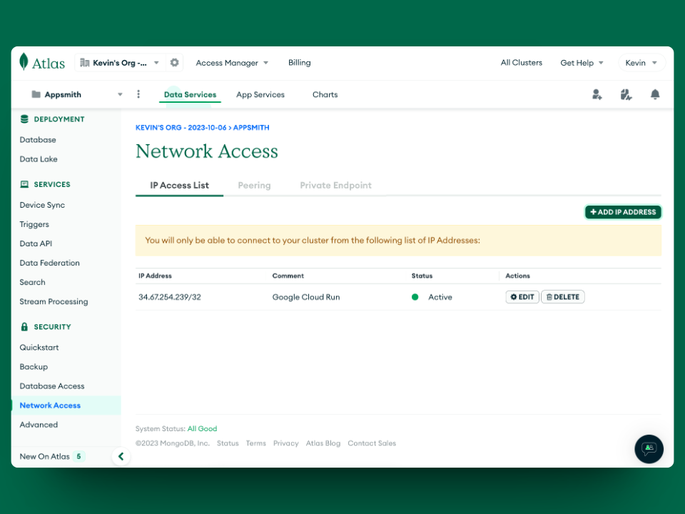 network access mongodb 