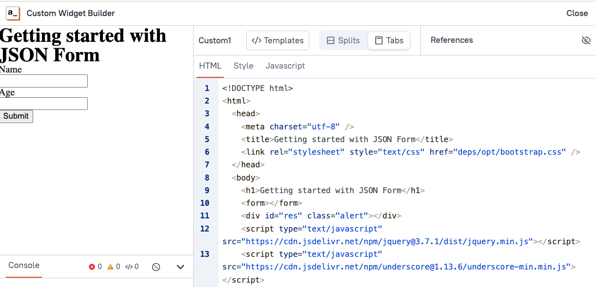 jsonform in a custom widget