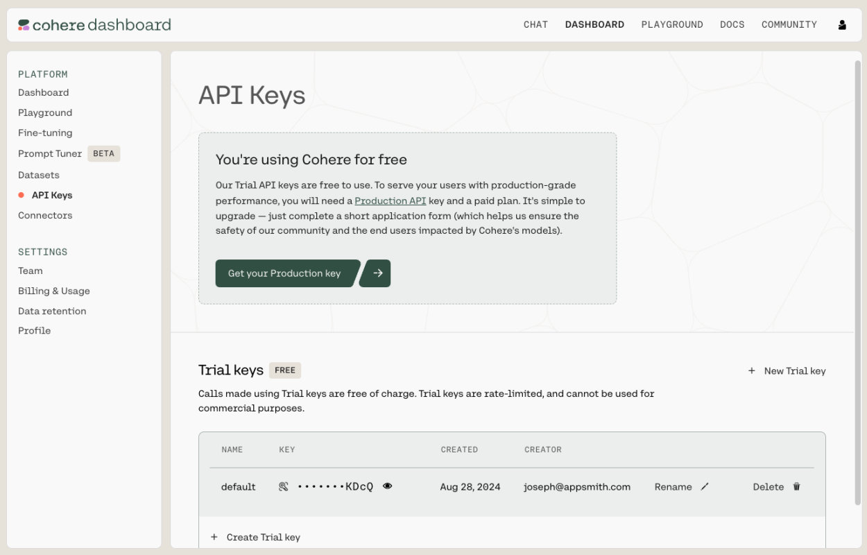 cohere API key