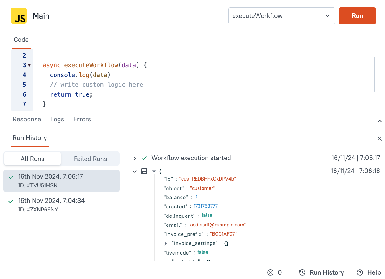 log data from Stripe