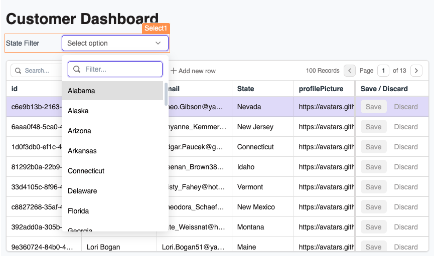 customer dashboard