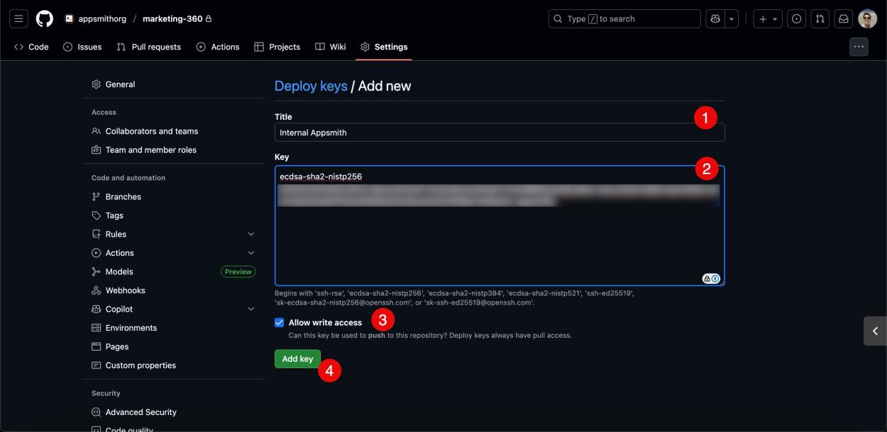 Create the new deploy key