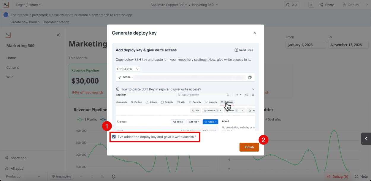 Confirm previous steps and finish process